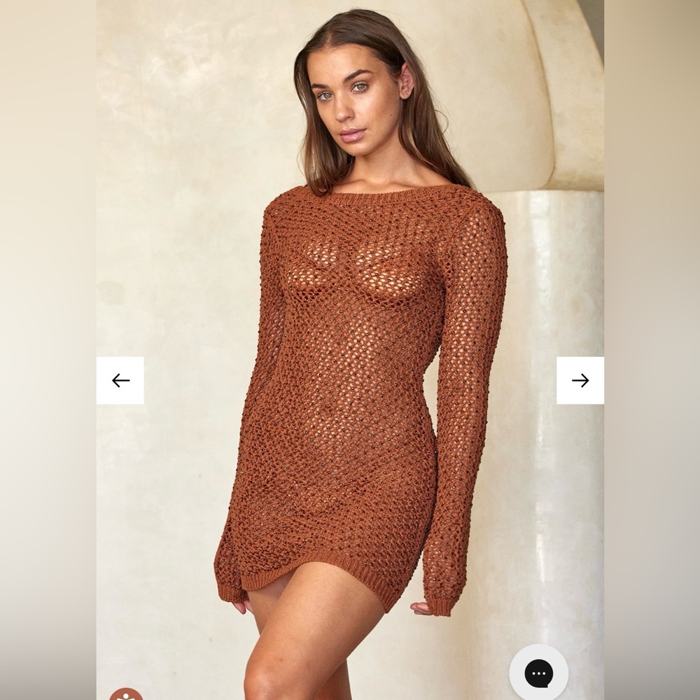 Monday Swimwear Bermuda Dress in Bronzed Diamond Crochet
